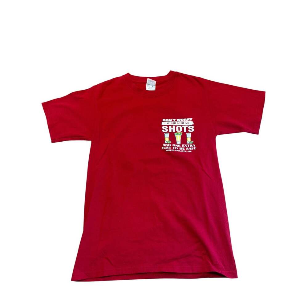 Yazbek Puerto Vallarta Heavy Weight Red Graphic T-Shirt Size S